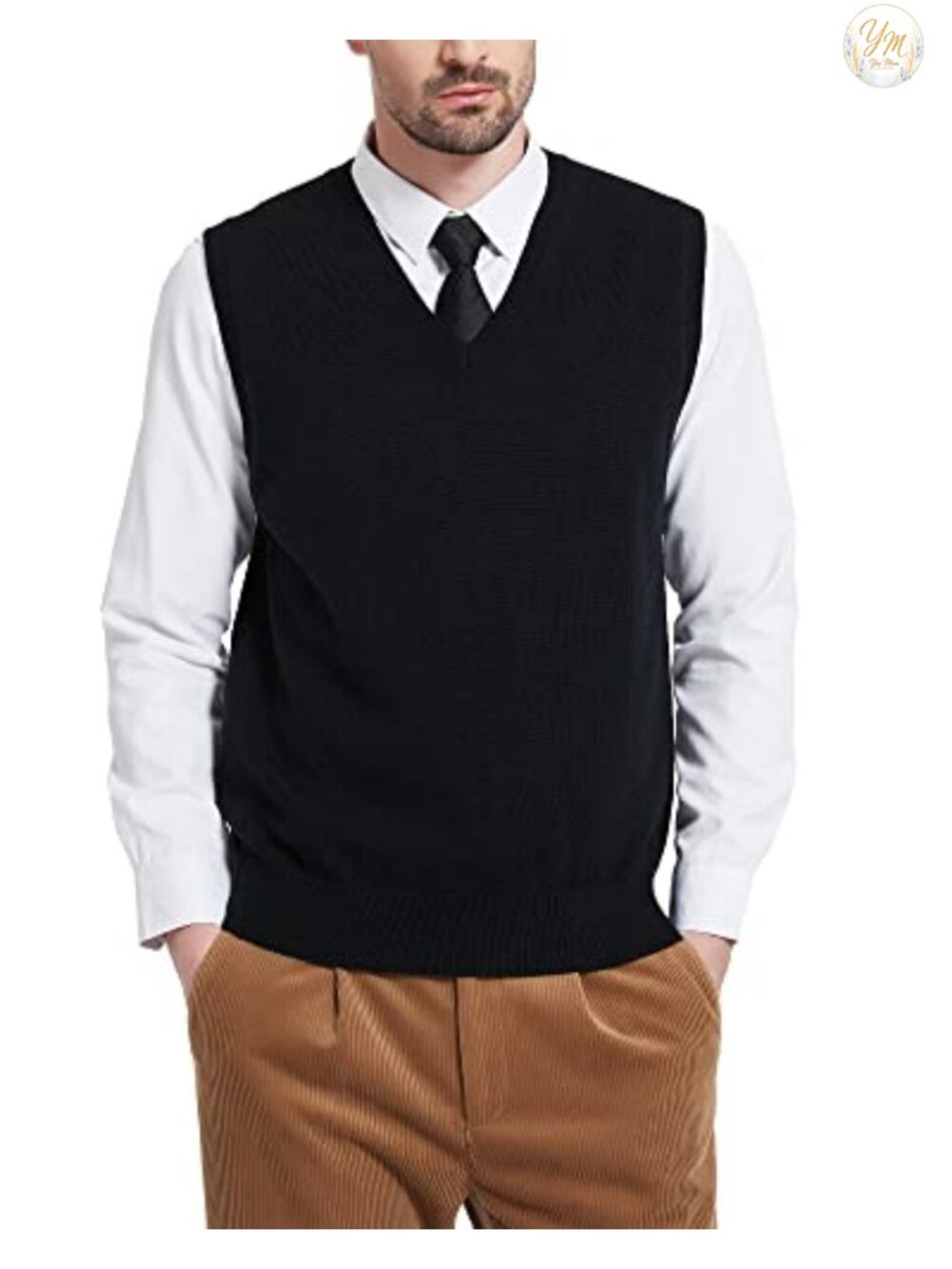 Men's Wool Blend Sweater Vest V-Neck Sleeveless Knit Pullover